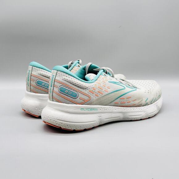 Brooks Shoes Womens 9 Gray Teal Glycerin 20 Running Cushion Athletic Sneakers - Picture 7 of 11